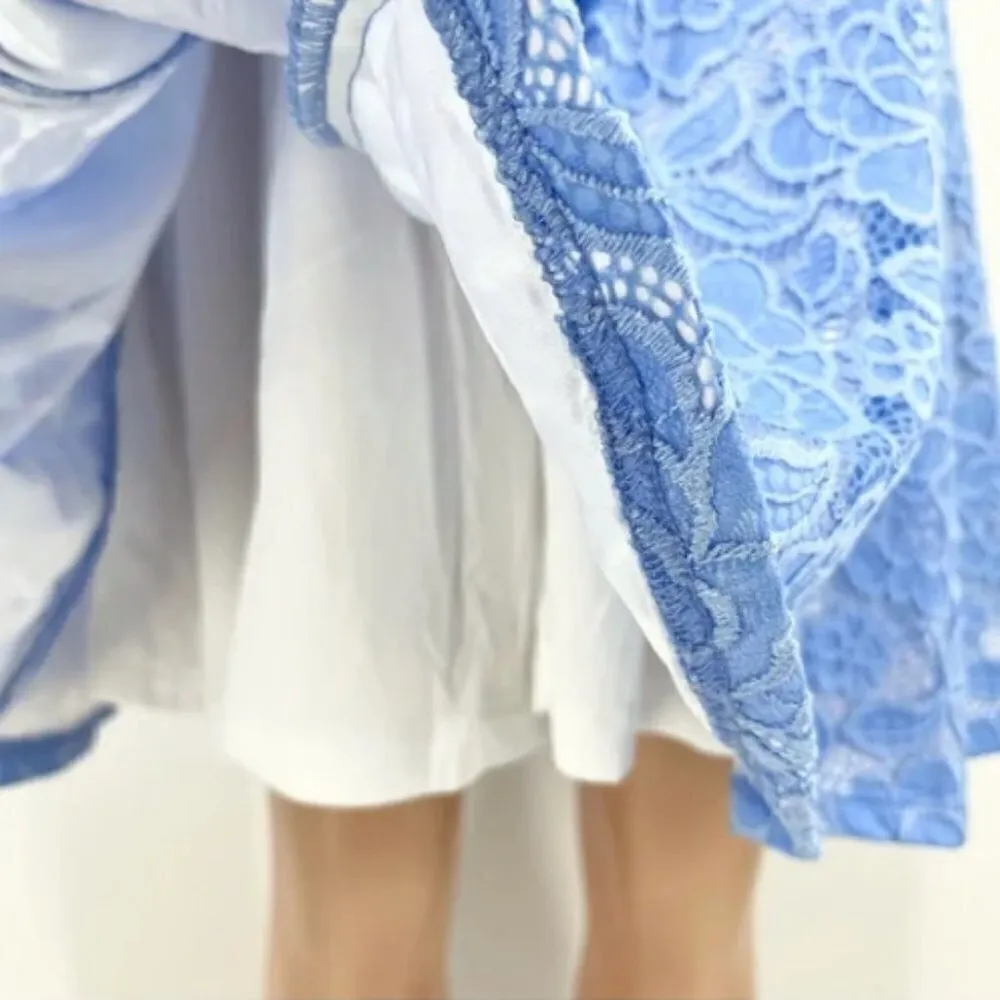 Anthropologie Hutch Blue Floral Lace V-Neck Fit & Flare Dress - Image 7