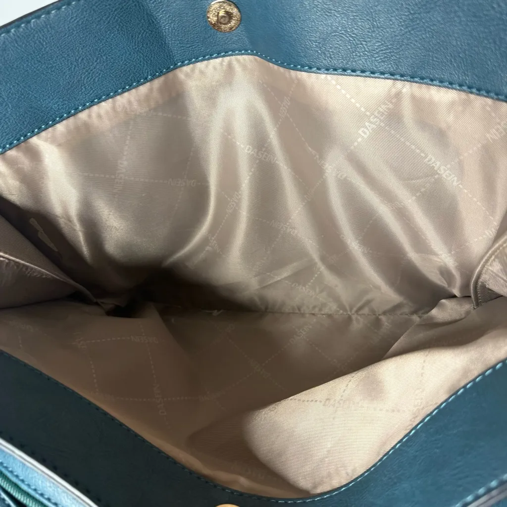 Dasien Blue/Green Teal Purse for Women. Leather Shoulder Bag with Gold Accents Blue - Image 7