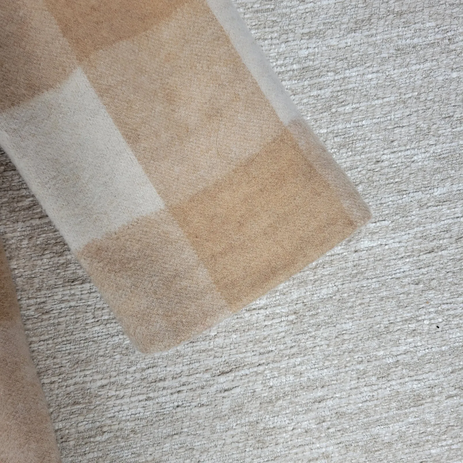 Marine Layer Wool Blend Coat Womens Med Beige Tan Plaid Check Pattern - Image 4