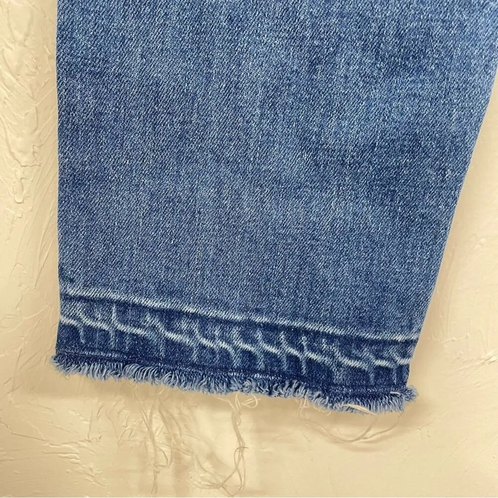 Gap Best Girlfriend Womens Jeans 28 Star Print Medium Wash Mid Rise Raw Hem - Image 8