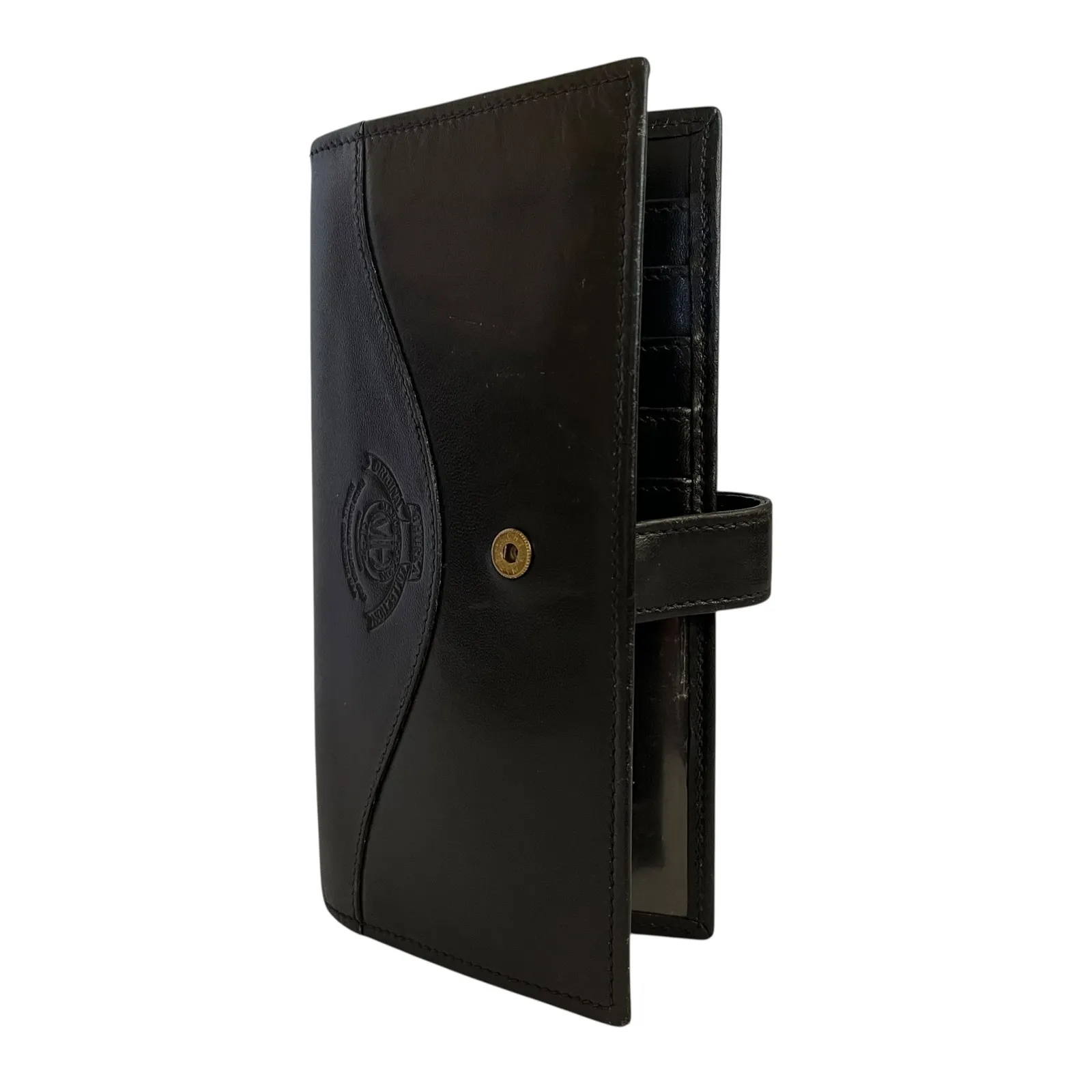 Vintage Ghurka Marley Hodgson MH Logo Black Leather Snap Tab Checkbook Wallet - Image 8