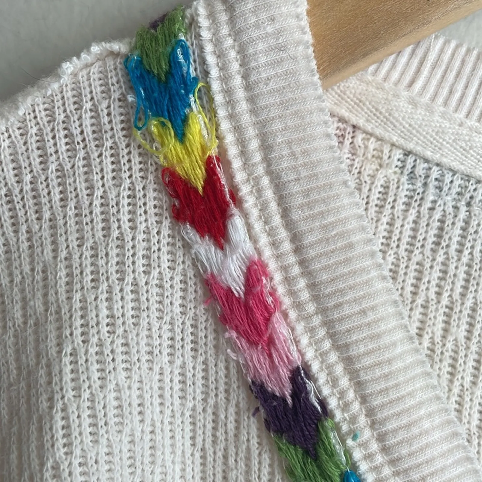 Free People Rainbow Thermal Top in Ivory - Image 8