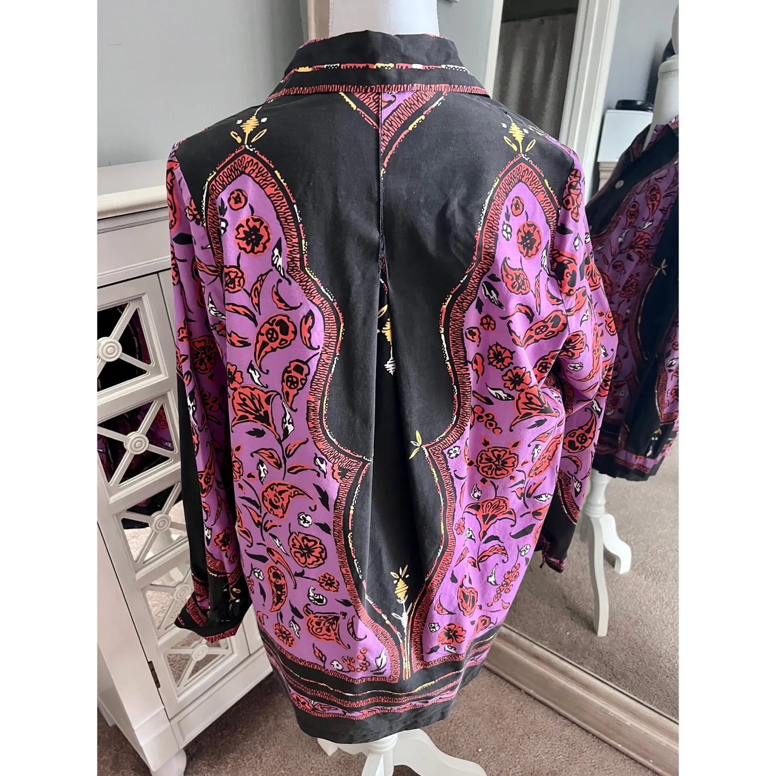 Vintage 1960’s Dixie Lou Frock Printed Button Down Shirt Tunic Size L - Image 2