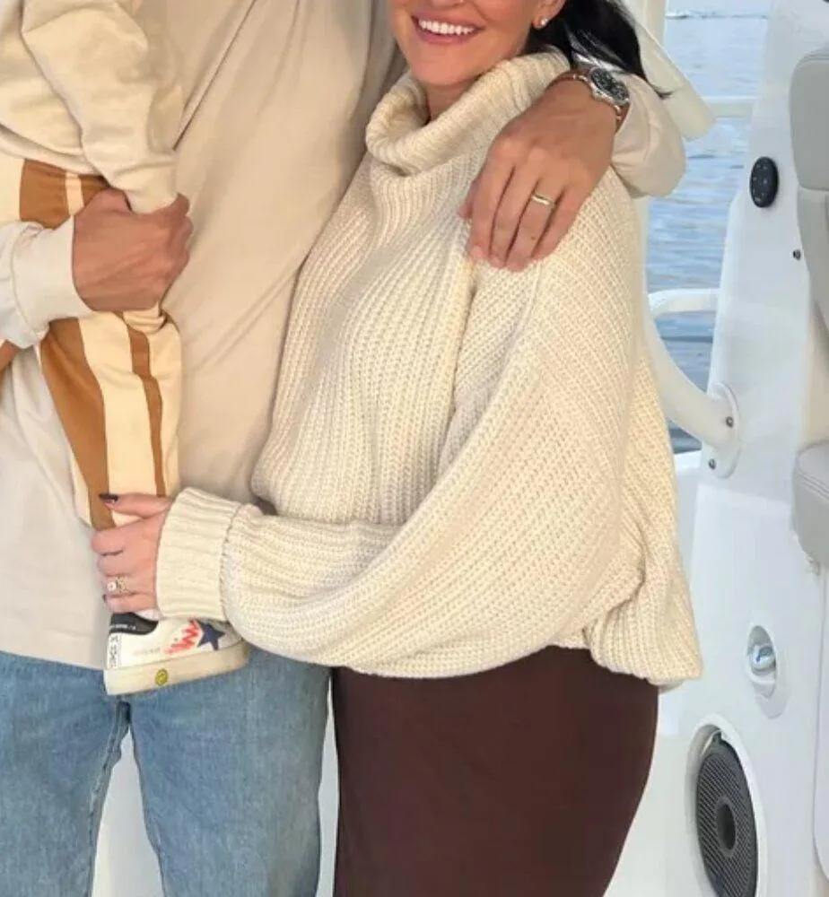 FREE PEOPLE Swim Too Deep Turtleneck Sweater in Tea Size Small - Image 16