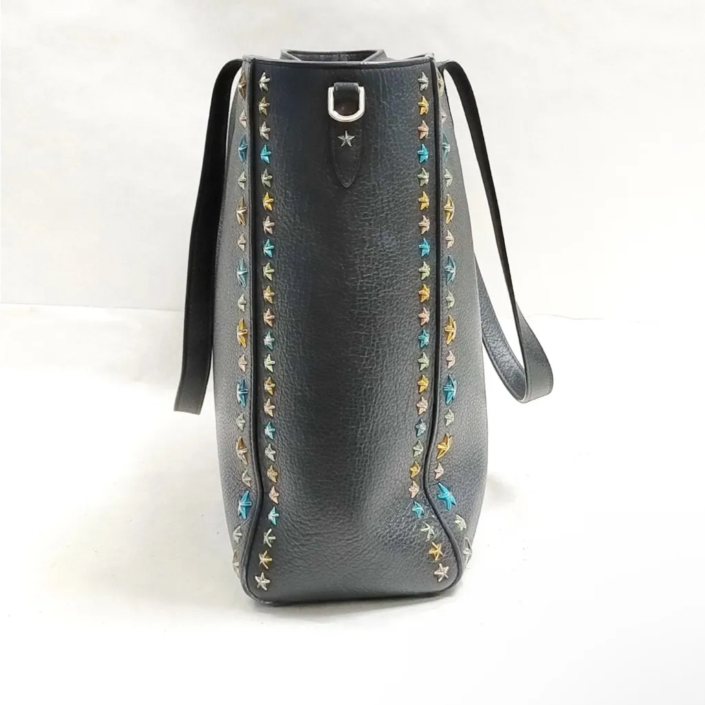 Jimmy Choo Navy Blue Leather Star Tote Bag - Image 3