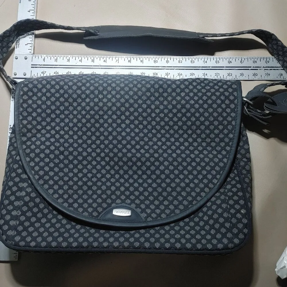 Protocol Black Grey Pattern Messenger Bag Adjustable Strap Multiple Compartments - Image 3