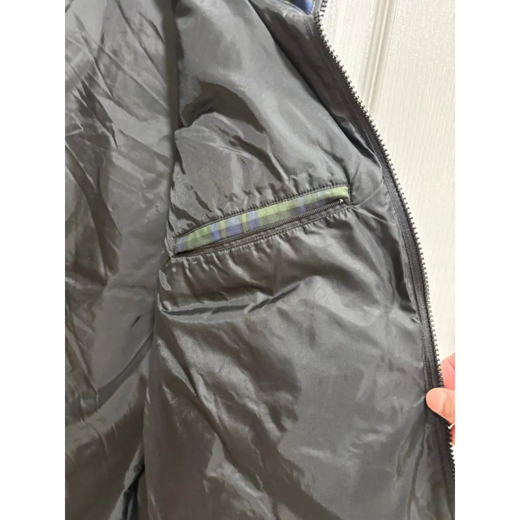 F32. Duck Down G.H. Bass & Co. Plaid Puffer Vest L Green Blue Size L - Image 6