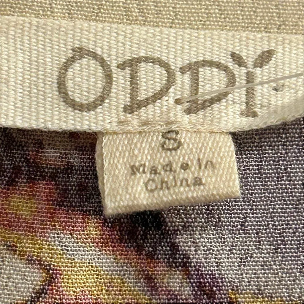 Oddy Women's S Floral Boho Blouse Ivory Multicolor Cold Shoulder Purple - Image 7