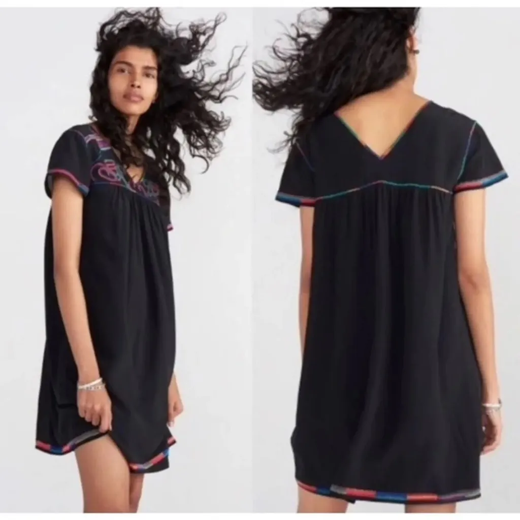Madewell silk dress with embroidered detail - Image 2