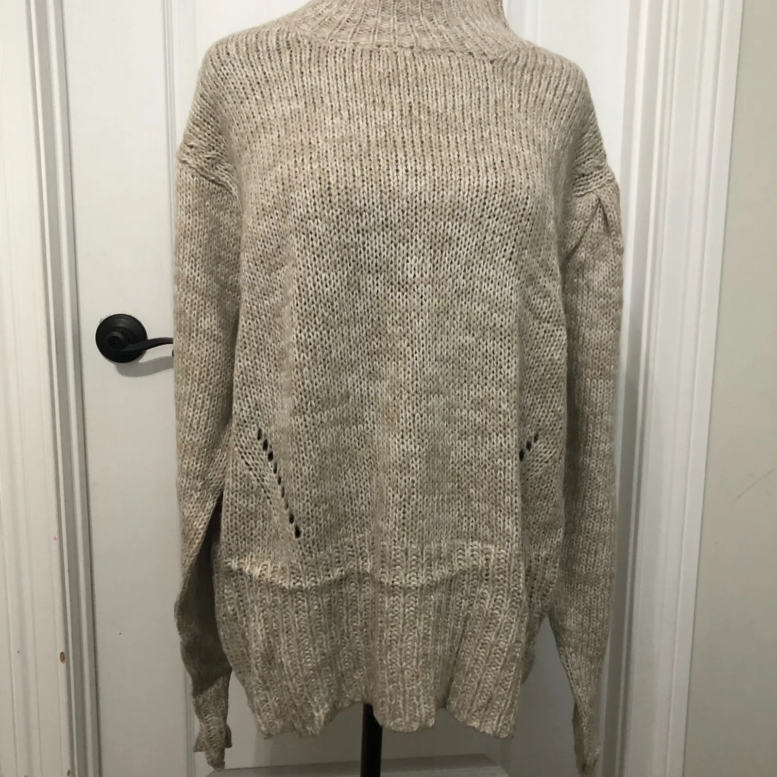 Aqua Curve Womens Sweater Size 2X Cuban Sand Mock Neck Long Sleeve Pullover NWT - Image 3