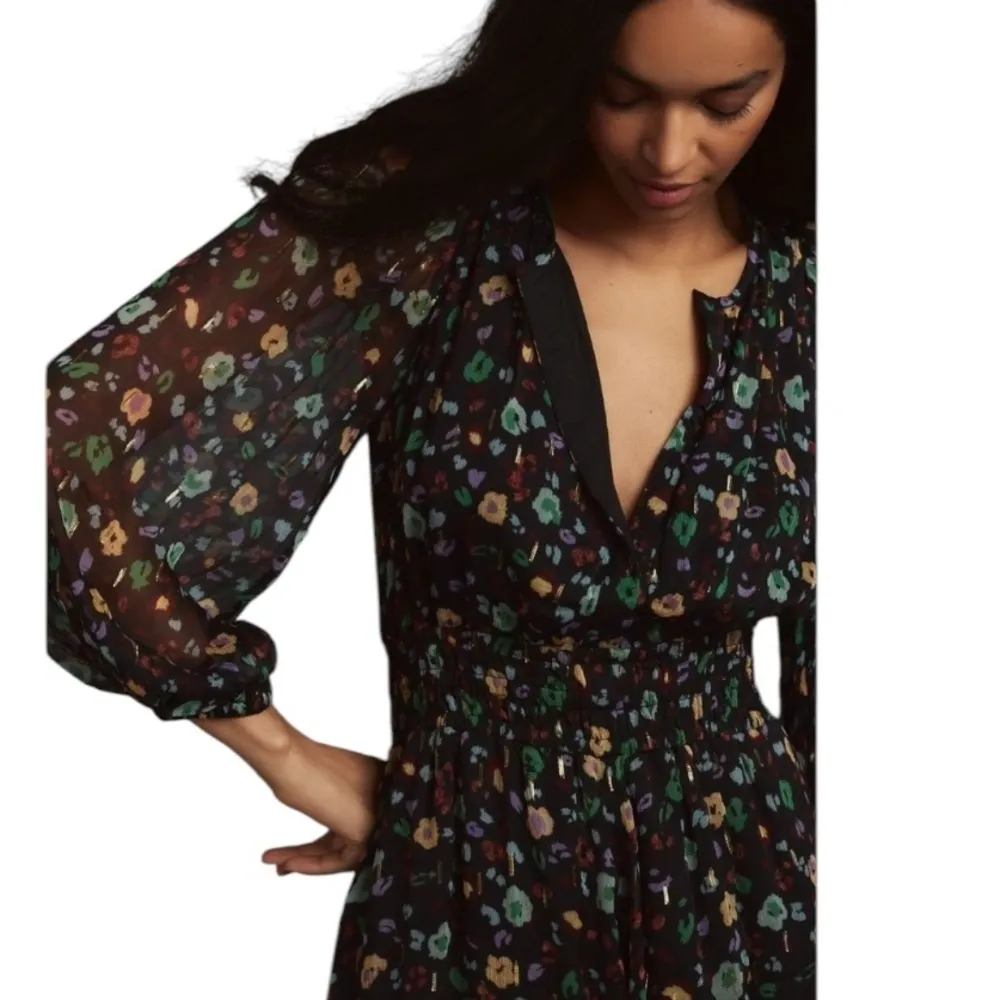 Anthropologie Long Sleeve Feminine‎ Floral Print Somerset Romper Black S - Image 3