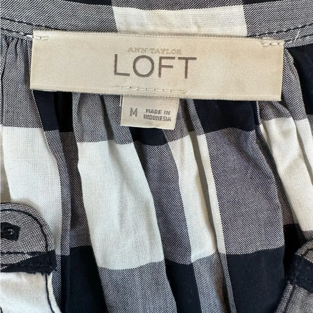 Loft Navy and White Gingham Sleeveless Dress Size medium - Image 8