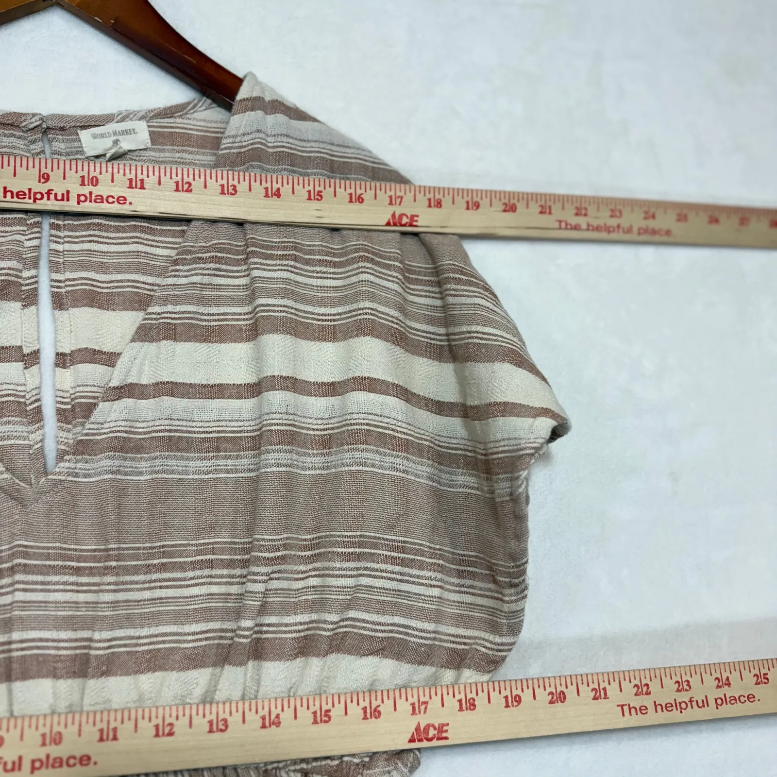 World Market Medium Misha Ivory & Terracotta Stripe Jumpsuit Beach Maxi Wide Leg White - Image 12