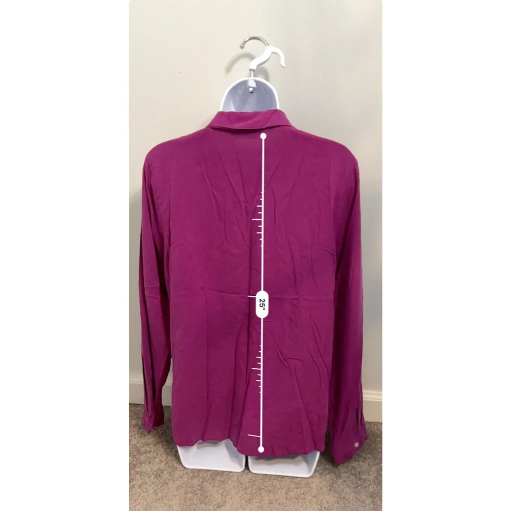 Women's Investments Purple Silk Button Down Shirt M - Image 4