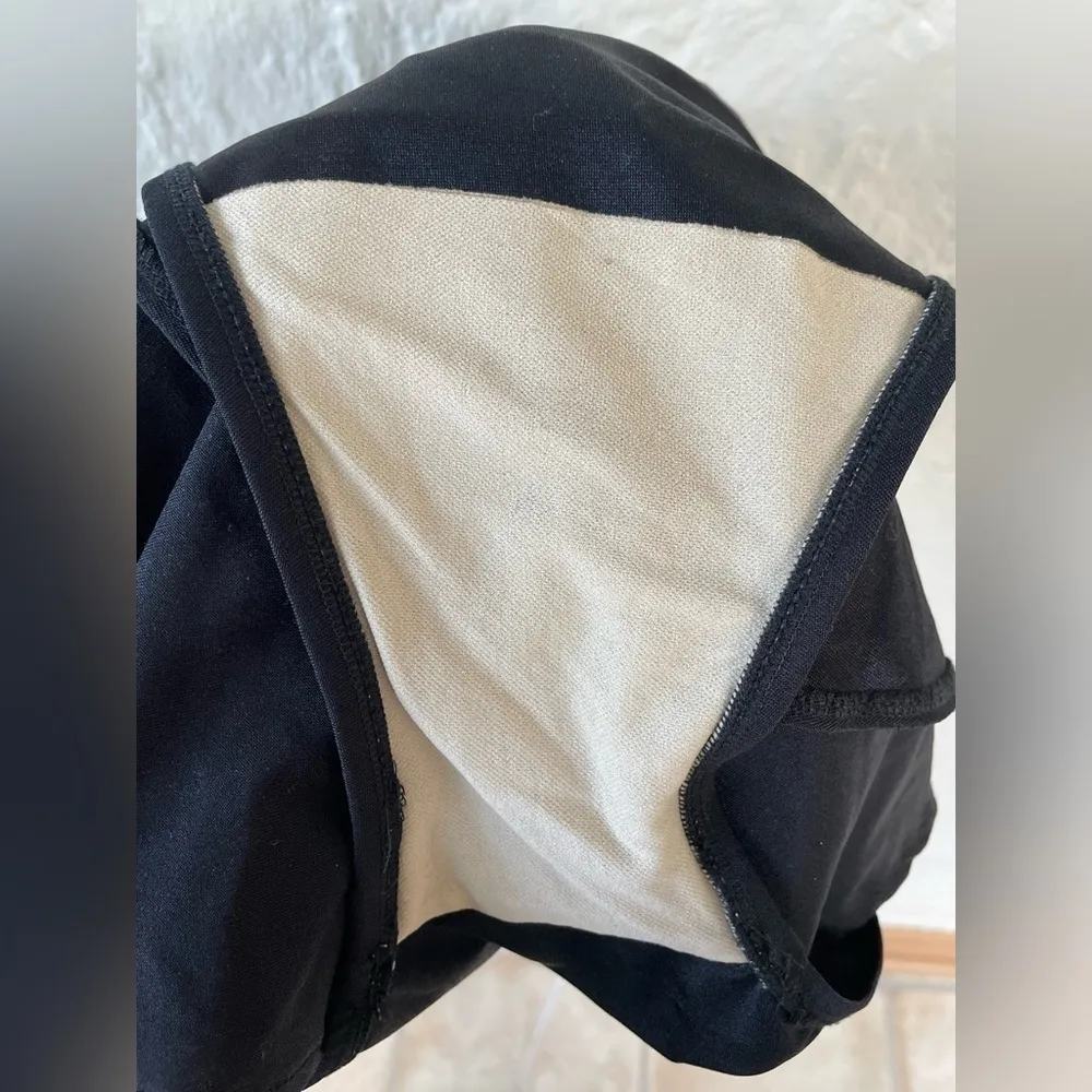 Black bikini bottom flouncy skirt with gold details along wide waist line;size M Size M - Image 4