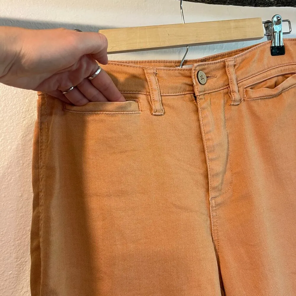 OAT Orange High Rise Wide Leg Cropped Denim Jeans Size 28 - Image 7
