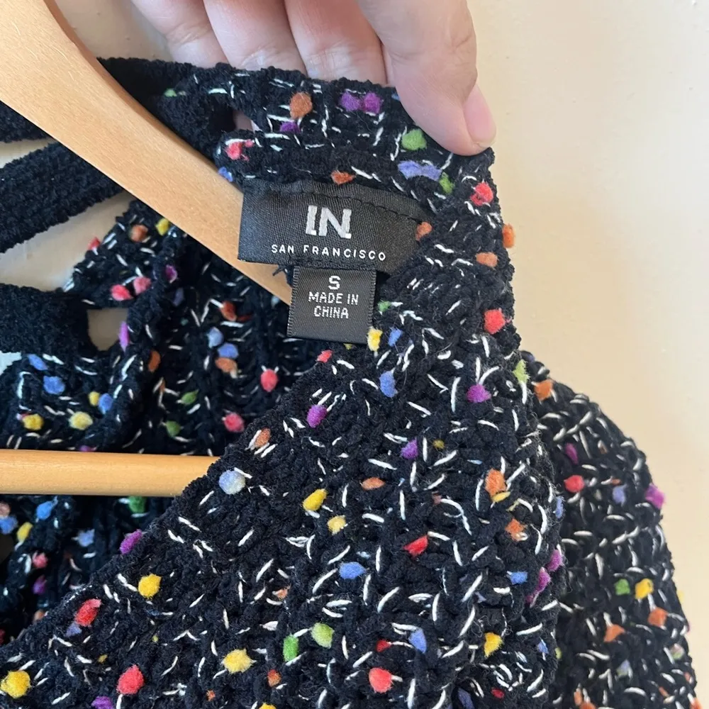 I.N. San Francisco black multicolor knit semi cropped sweater - Image 6