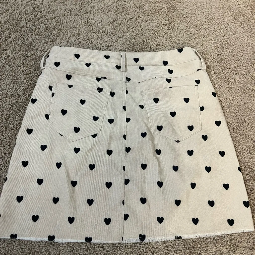 Umgee Heart Patterned Cream Skirt - Image 3