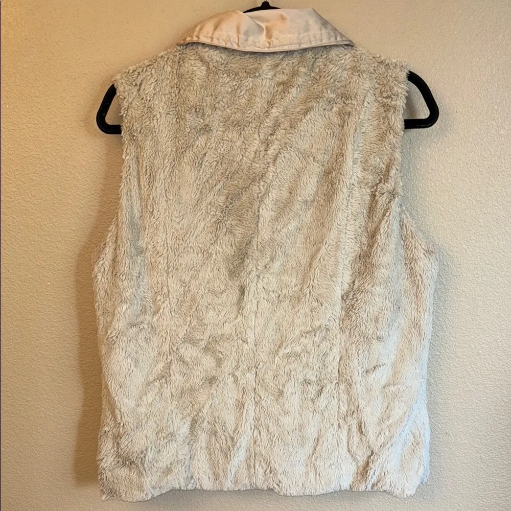 Reversible Cozy Faux Fur Teddy Bear Zip Front Vest Size MEDIUM Beige Tan - Image 7