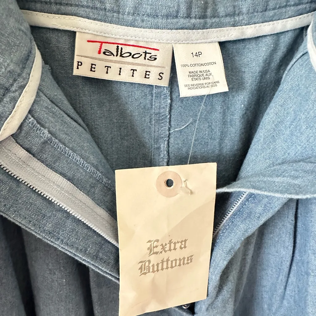 Talbots Vintage Deadstock NWT Denim Skirt 14P Light Wash Pleated Cottagecore - Image 6