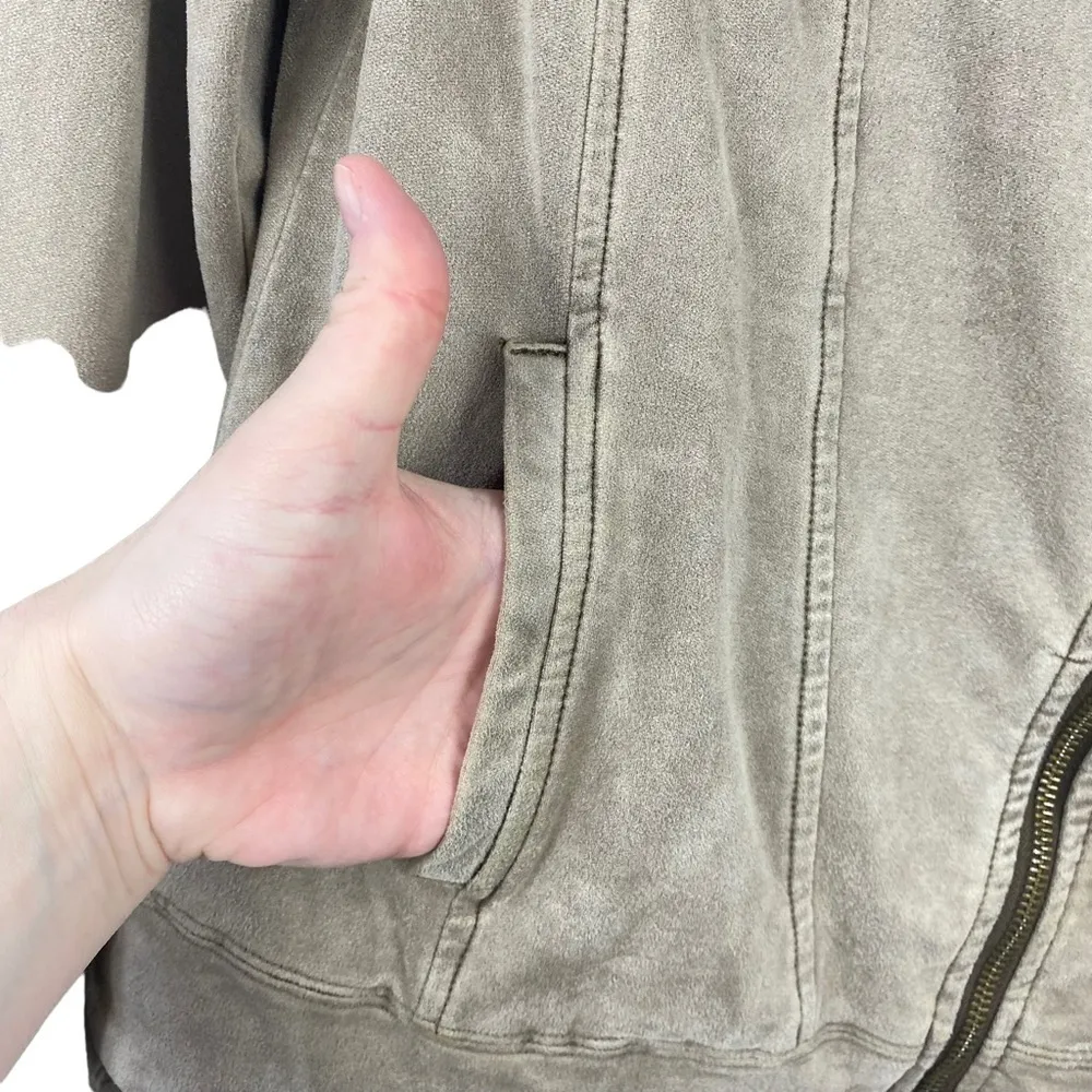 ANTHROPOLOGIE MARRAKECH Sz Small S Women's Helene Suede French Terry Moto Jacket Brown - Image 5