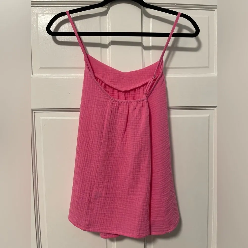 Pink Lily Summer Lover Cross‎ Back Gauze Tank Pink Womens Medium - Image 4