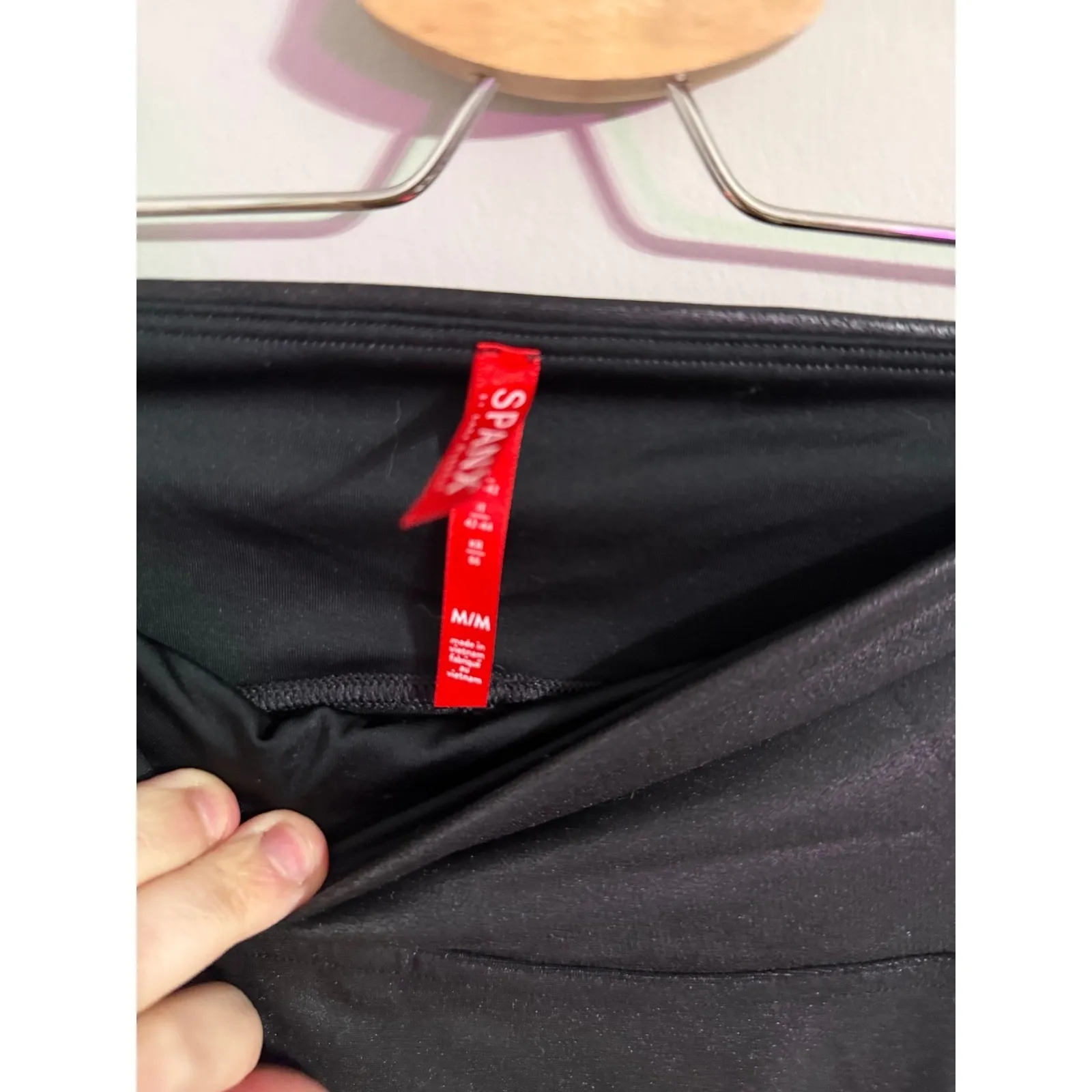 SPANX Faux Leather Leggings High Waist White Stripe Athleisure Women Size M/M - Image 3