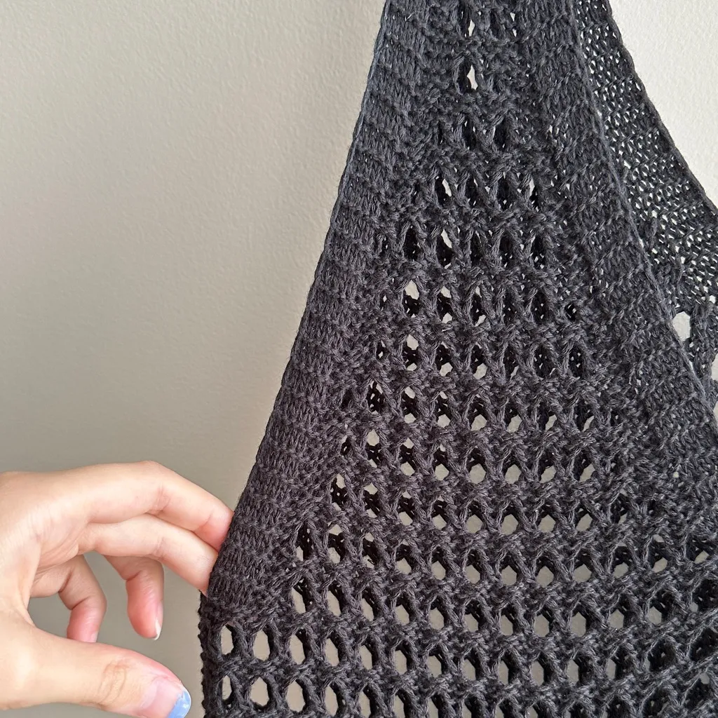 Black Crochet Beach Coverup, Maxi Dress, Size Medium/Large - Image 8