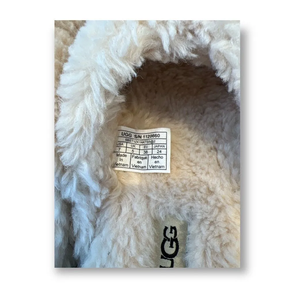 45.  Fuzz Sugar Cross Natural Slide Faux Fur Size 7 NWOT - Image 6