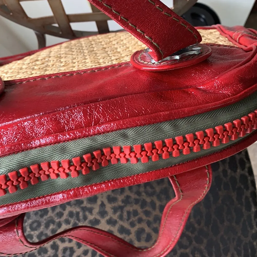 Jamin Peuch Shoulder Bag Wicker Candy Apple Red - Image 5