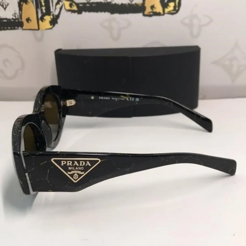 NEW AUTHENTIC PRAD PR 20ZS Women’s Sunglasses – Black Yellow Marble / Dark Brown - Image 7