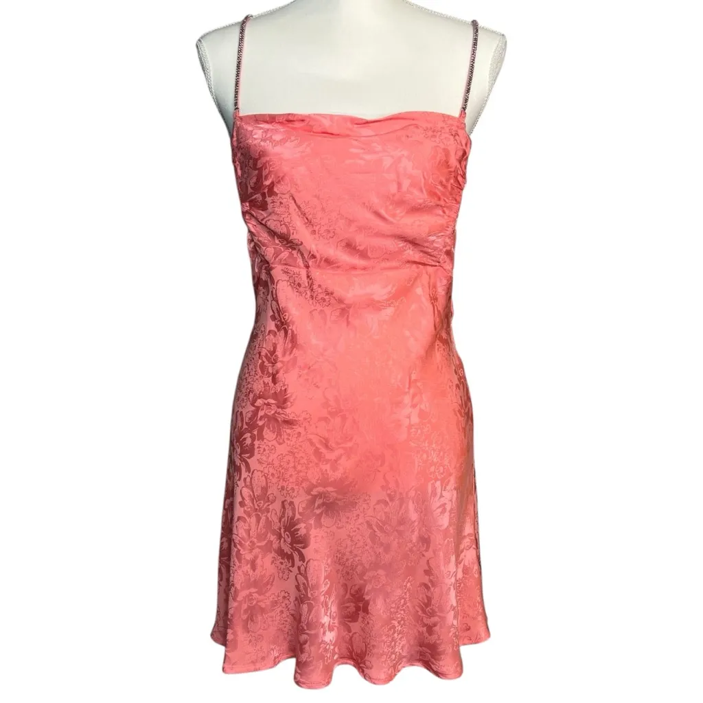 For Love & Lemons Dress Gabrielle Mini Pink Damask Women’s Size Large - Image 3