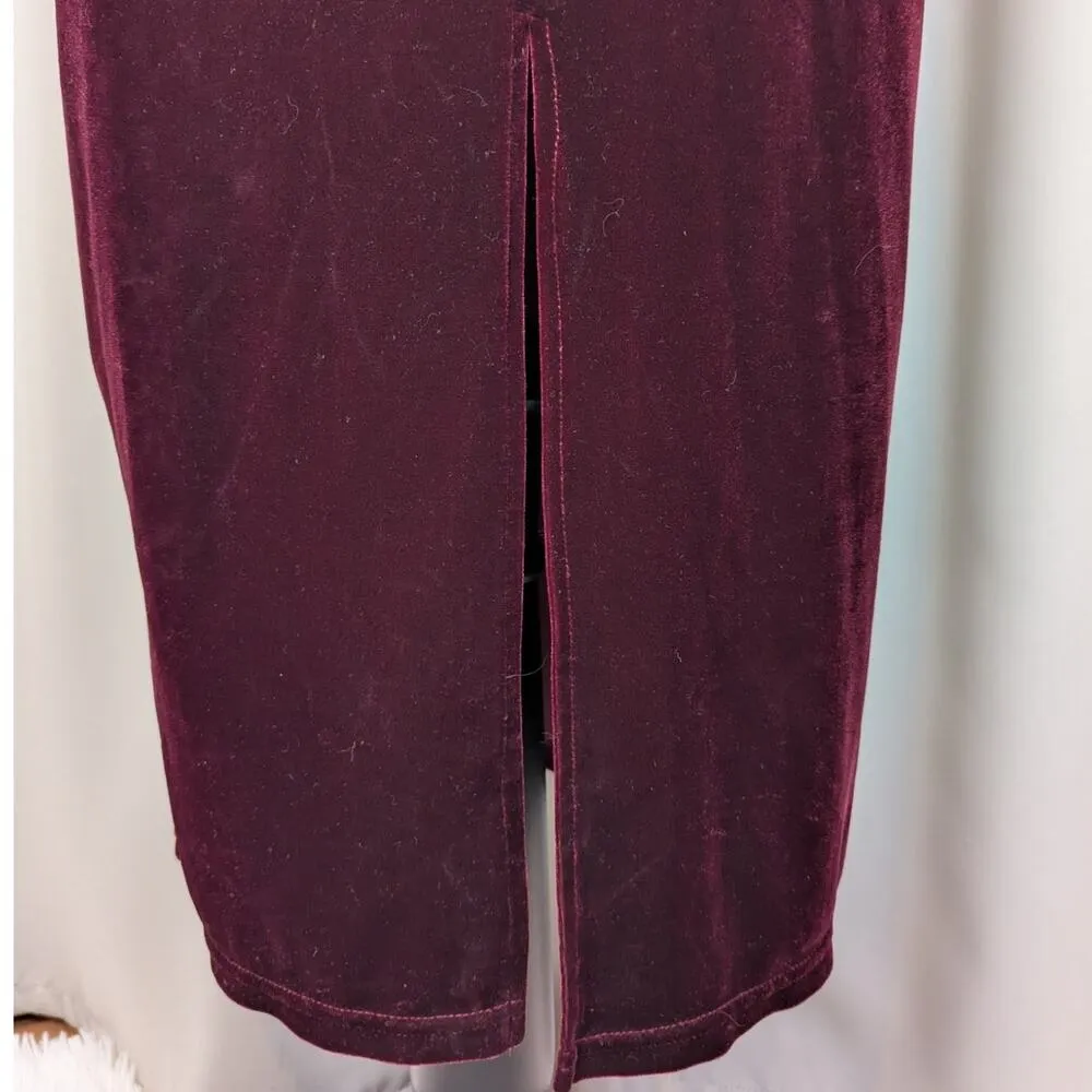 Y2K Vintage Velvet Sleeveless Midi Dress Kathie Lee Maroon Size M Red Size M - Image 9