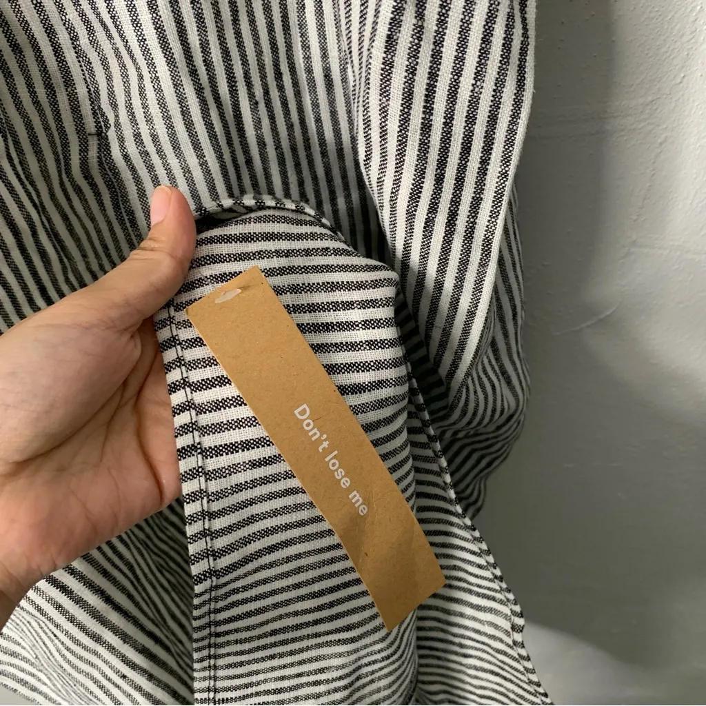 Reformation 2 NEW Allira Linen Dress Vineyard Stripe Slit Cut Surplice Neck - Image 5