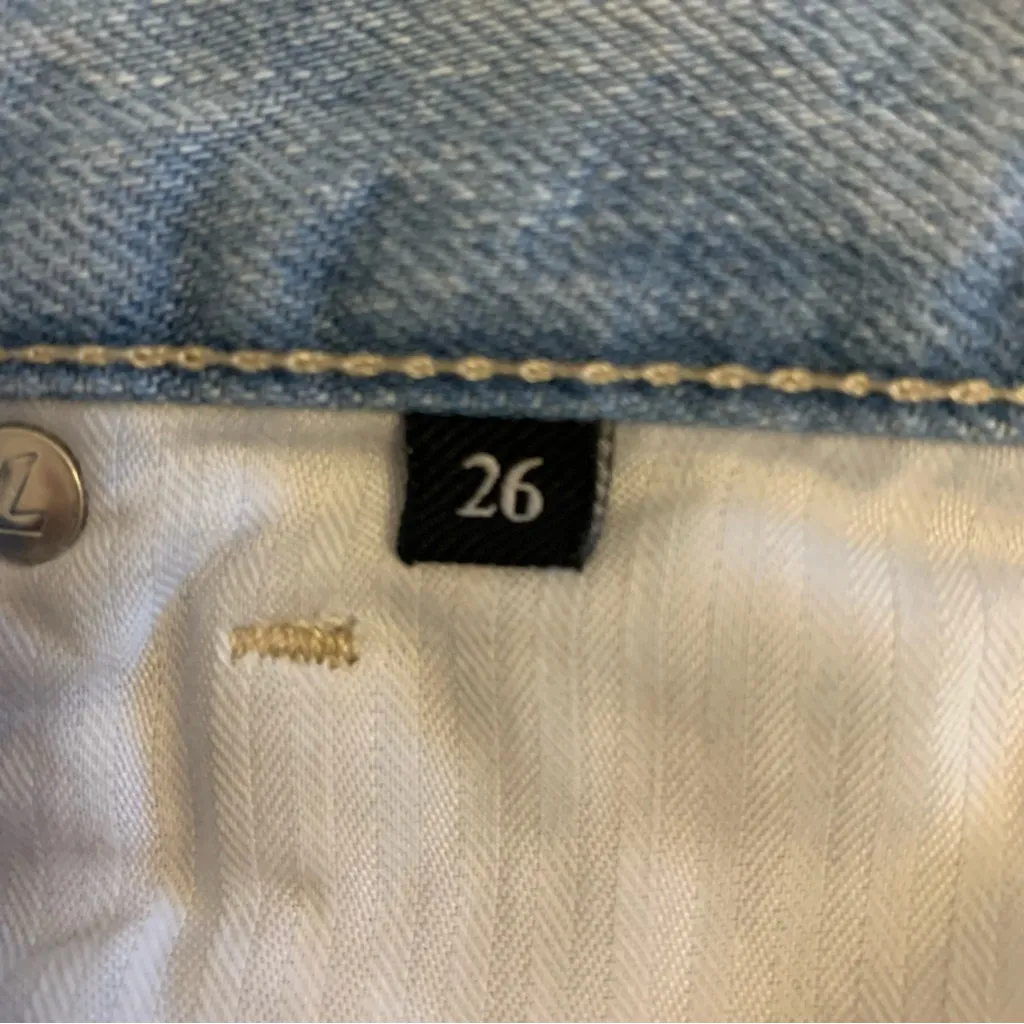 7 For All Mankind Balloon High Waist Distressed Raw Hem Jeans Size 26 - Image 5