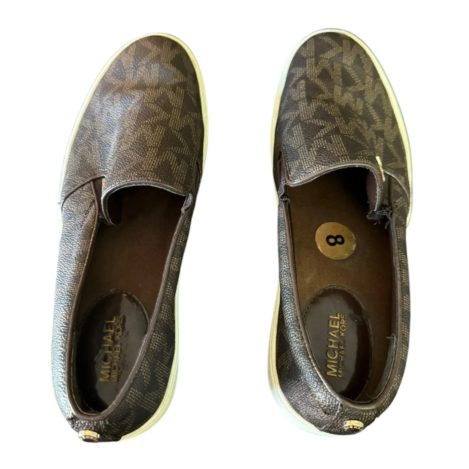 Michael Kors  Brown MK Monogram Slip On Loafers Size 8 - Image 4