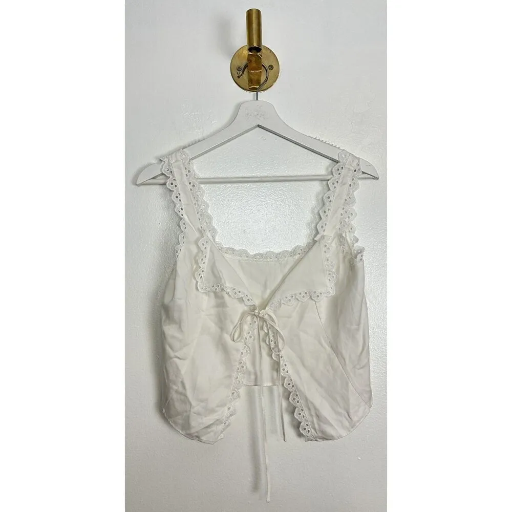 HOUSE OF CB Amber Lace Trim Top in White Size Small - Image 6