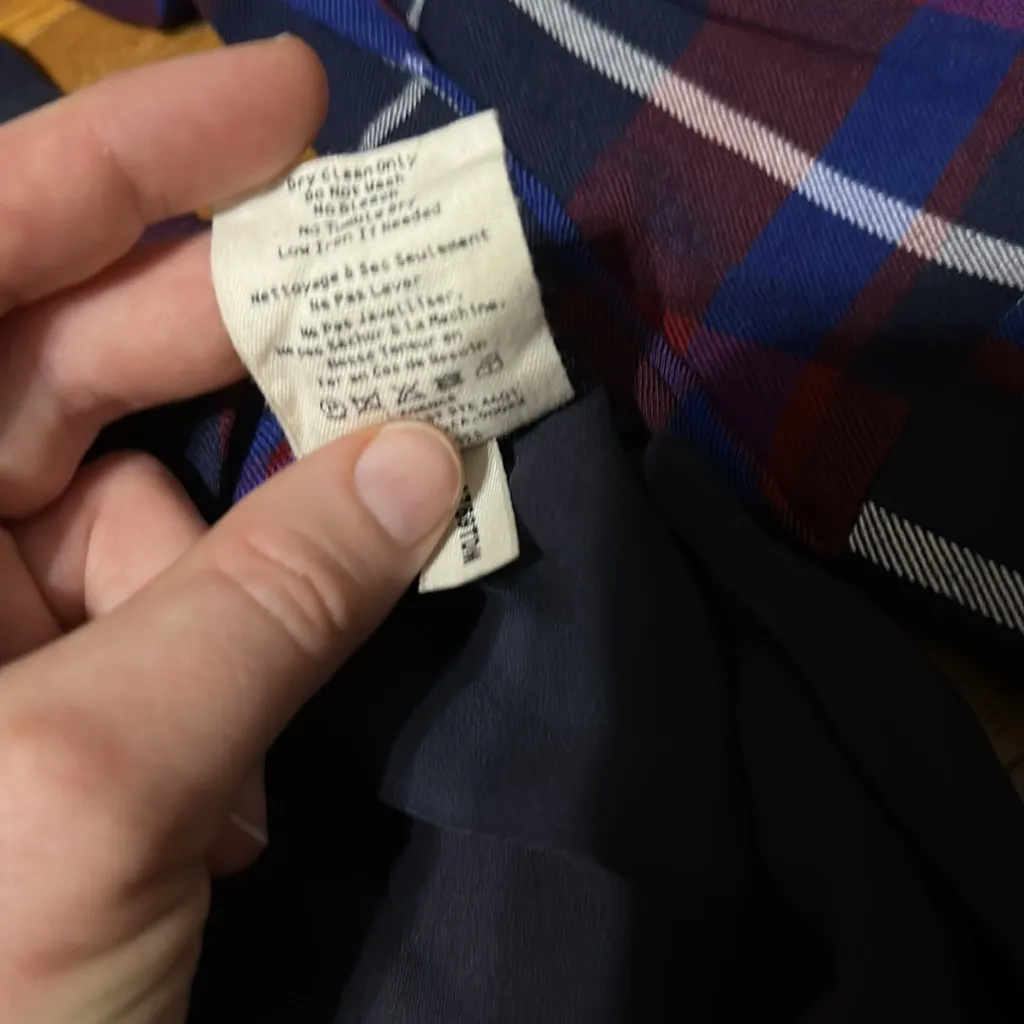 L'AGENCE “Denise” Multicolor Plaid High Low Button Front Top, Large - Image 5