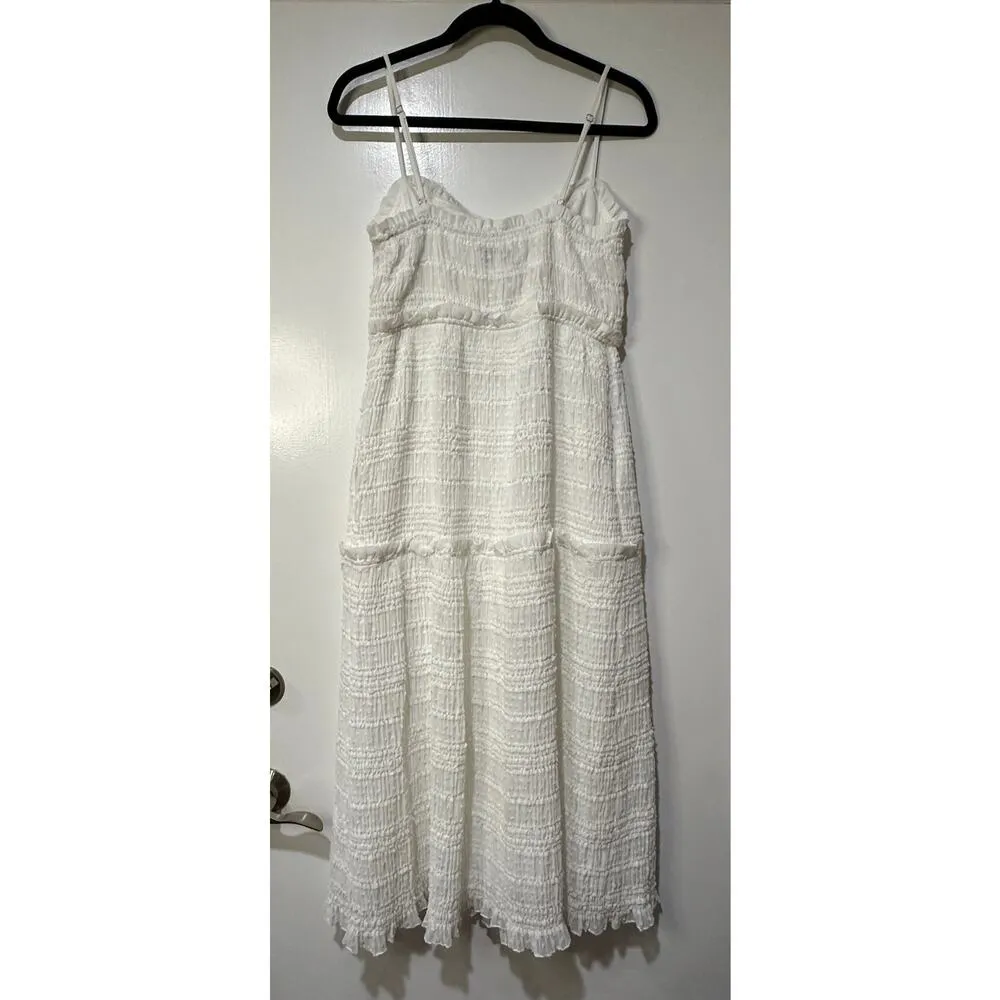 Lost + Wander Calla Lily White Tiered Midi Dress Sz Medium NWT Feminine Romantic - Image 9