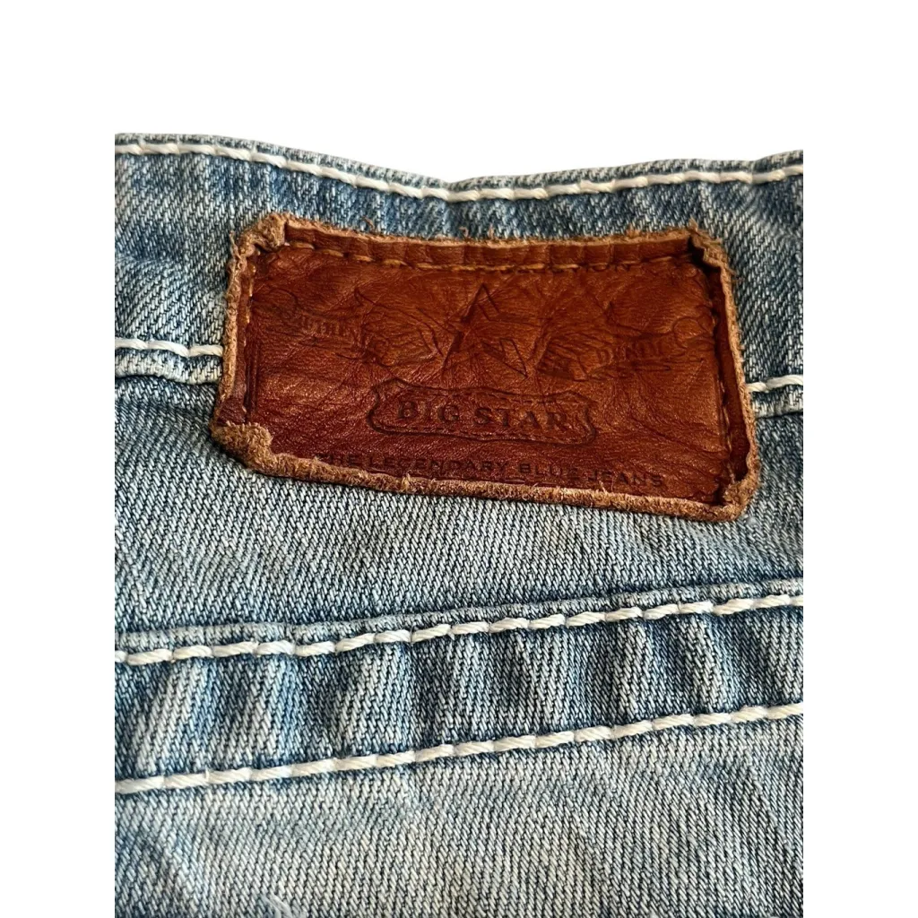 Big Star Jeans Womens 28 Liv Blue Capri Crop Low Rise Distressed Embroidered - Image 10