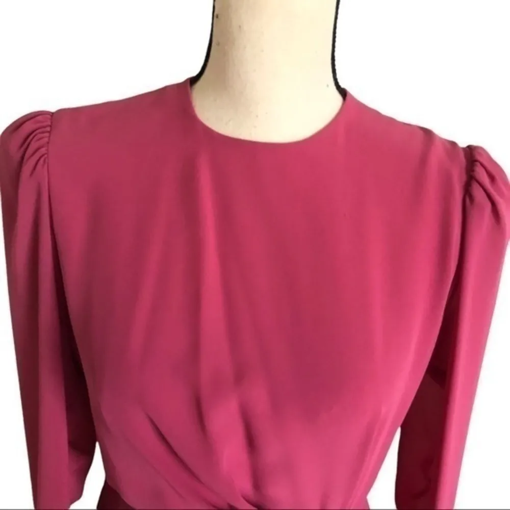 Vintage 80s Pink Victorian Maxi Wrap Dress With Union Label Size 8 - Image 14