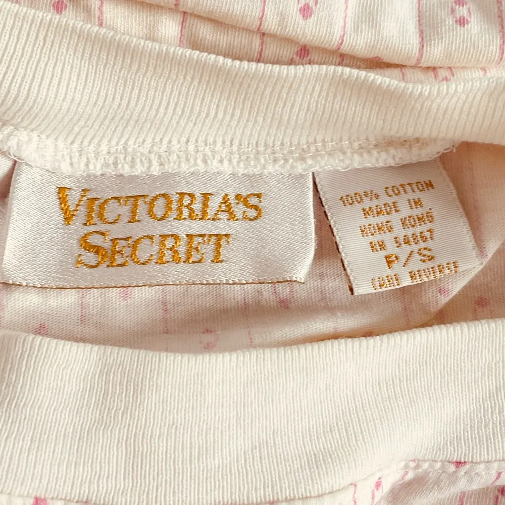 Victoria’s Secret Vintage Gold Label Patterned Night Shirt White Pink Size Small - Image 6
