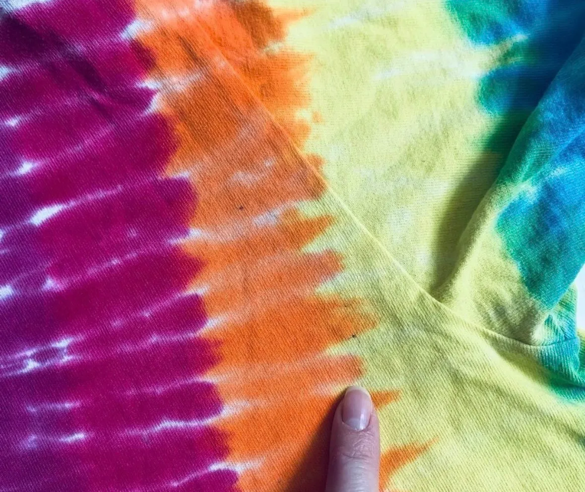 Unique Vintage Vintage handmade boho festival bright rainbow pride comfy tie dye top - Image 6