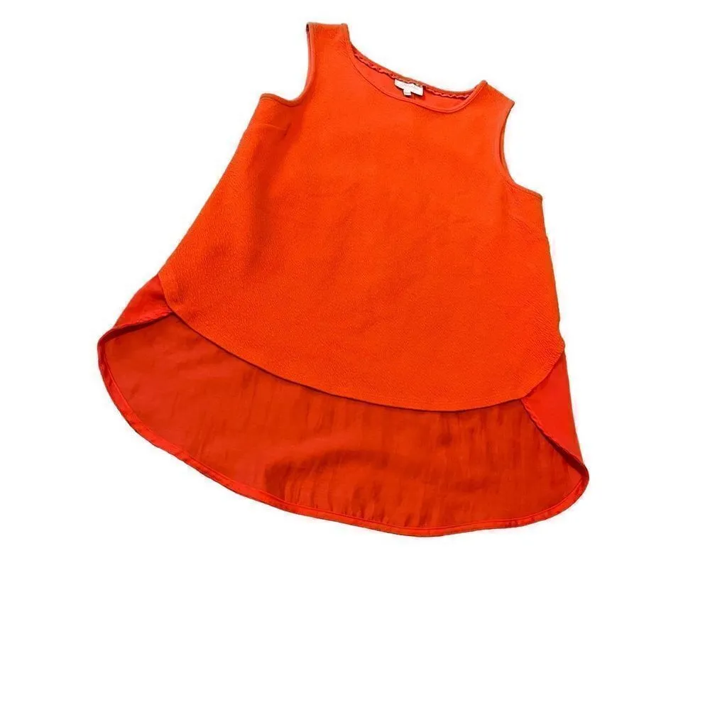 Anthropologie Deletta Sania top orange Size S chiffon sleeveless high low hem - Image 5