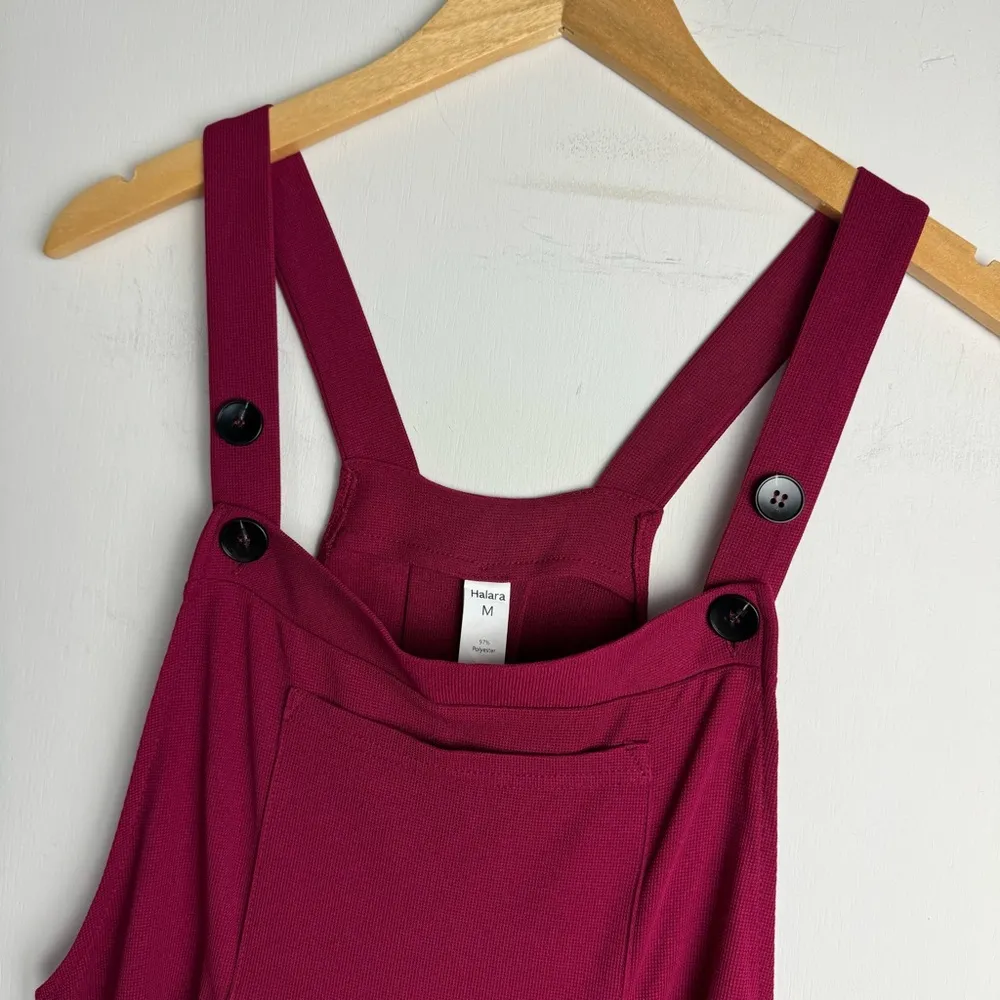 NWT HALARA Waffle Jogger Overalls Sz Medium Jumpsuit Adjustable Button Straps - Image 7