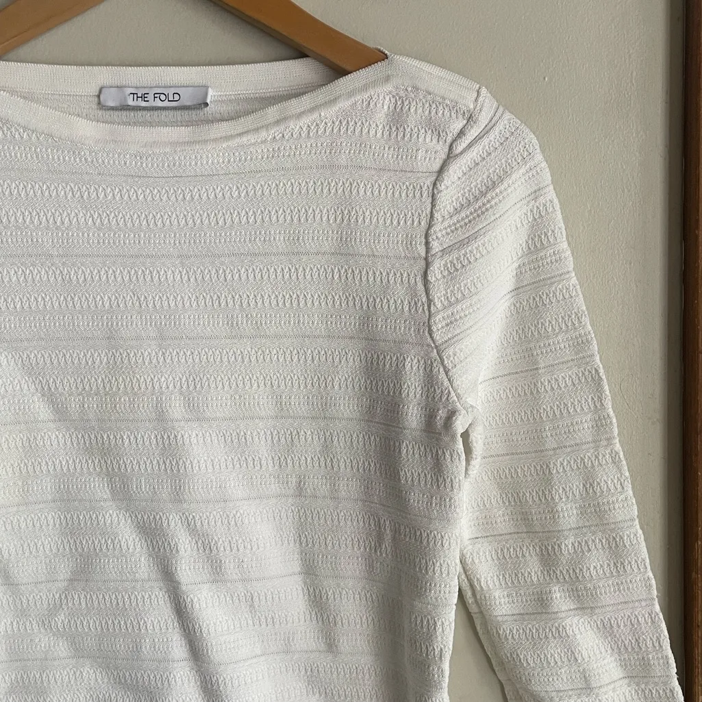 The Fold Pointelle Jumper Top White - Image 3