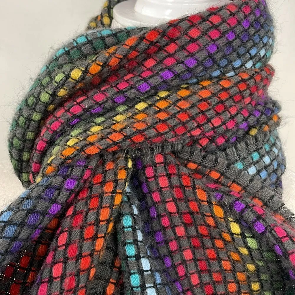 Merona Scarf Rectangular Rainbow Weave Warm Soft - Image 5