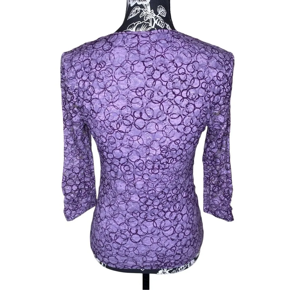 Worthington Stretch V Neck Blouse Lace Top Formal Office Workwear Work School - Image 2