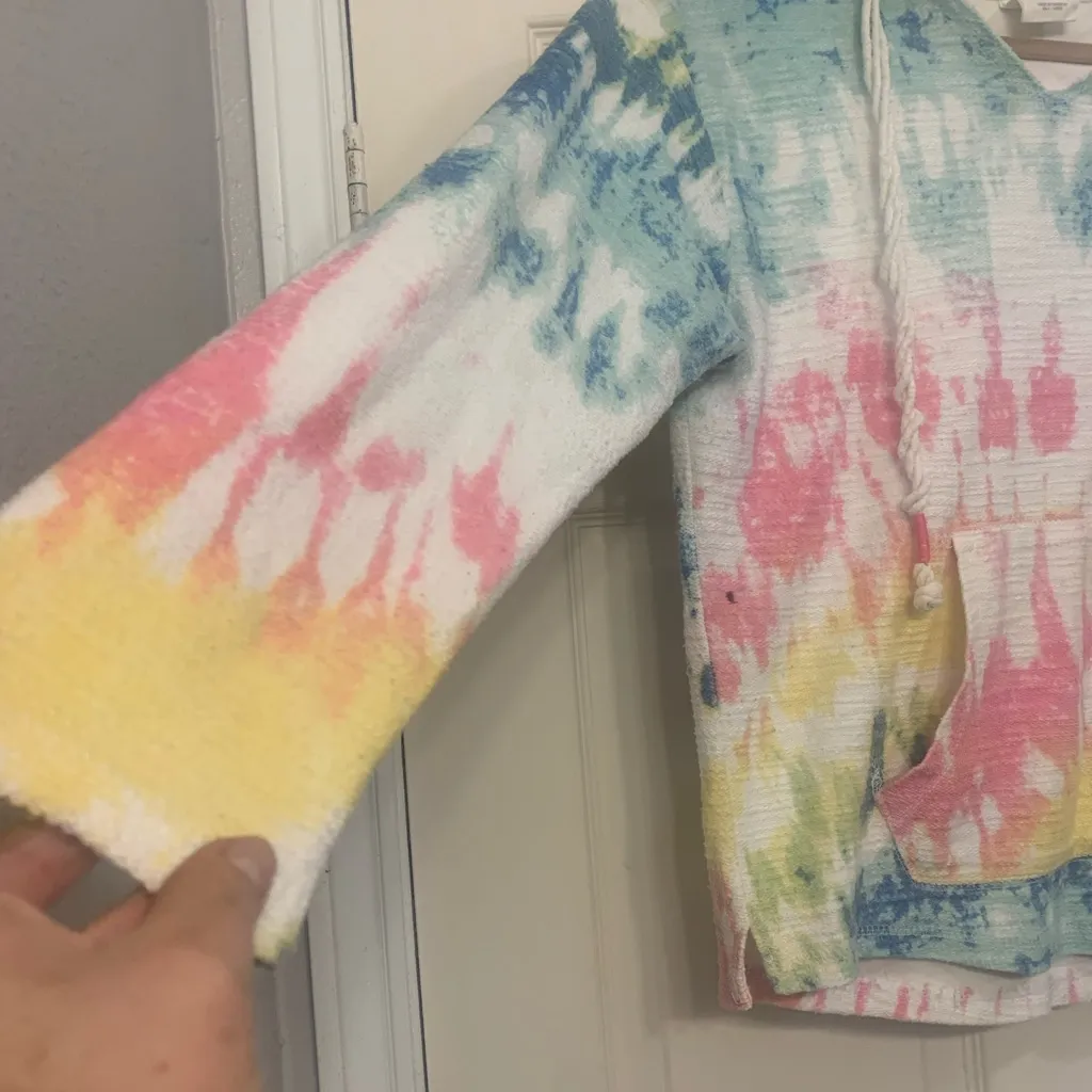 Southern Spirit Tie Dye Hooded Large Pullover Hoodie. 2471 Blue - Image 3