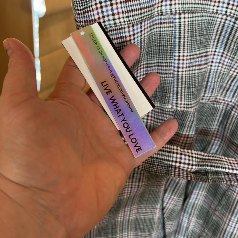 Tinseltown Black Burgundy Plaid Jumpsuit Size Small NWT - Image 9